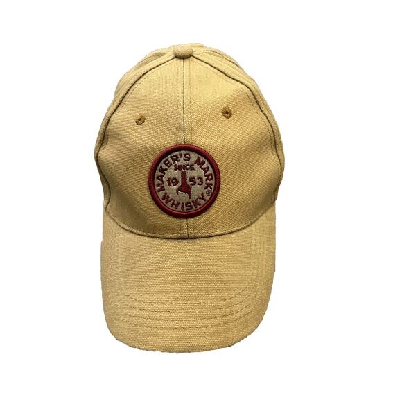 Makers Mark Mens Brown Whisky Bourbon Kentucky Adjustable Leather Strap Hat Cap - Picture 1 of 10